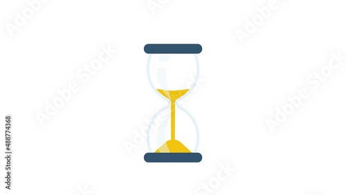 Hourglass video animation. Cartoon design. Isolated on white background. Footage motion 4k