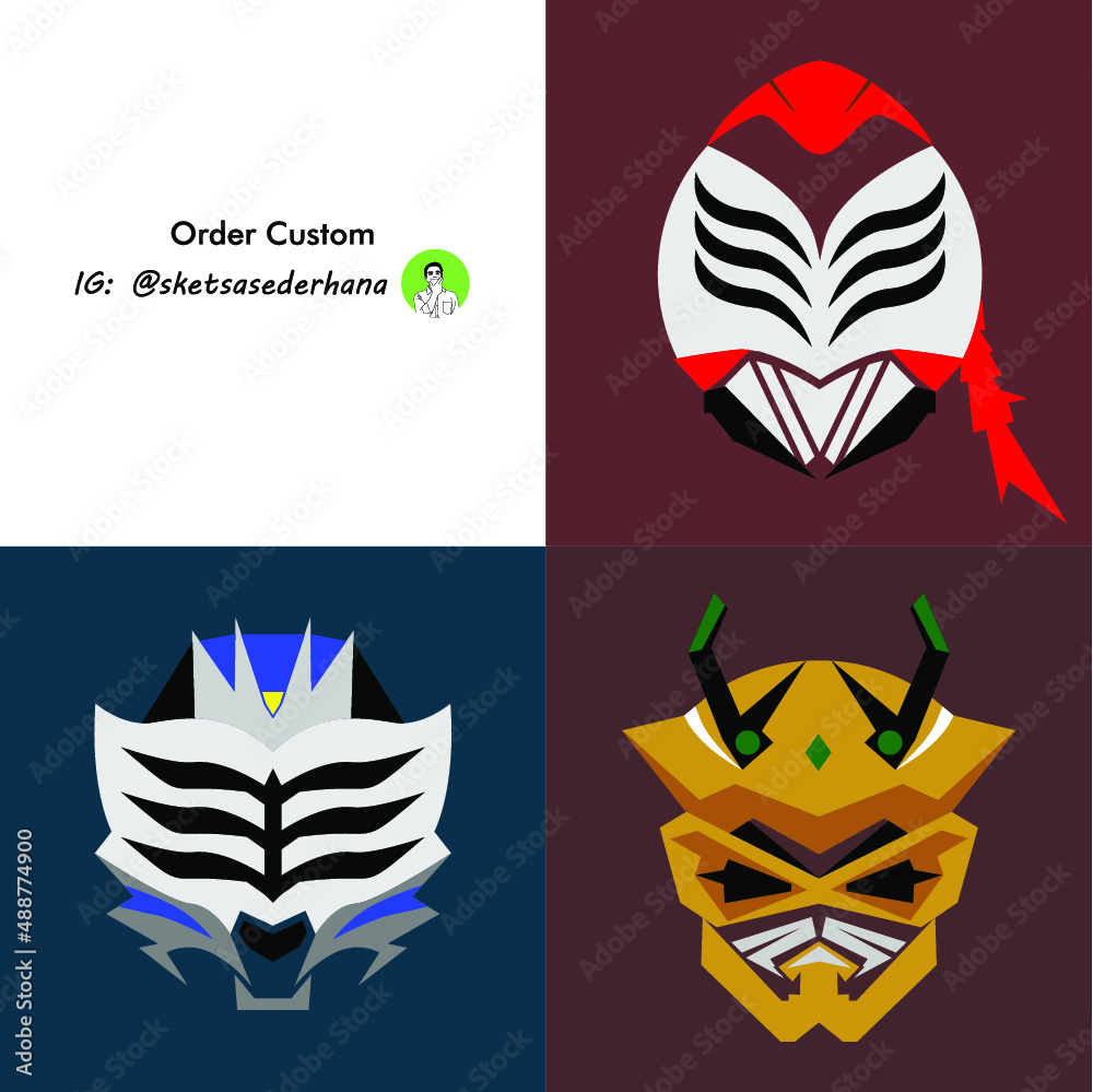 vector kamen rider head icon with a simple, minimalist but still cool and unique style
