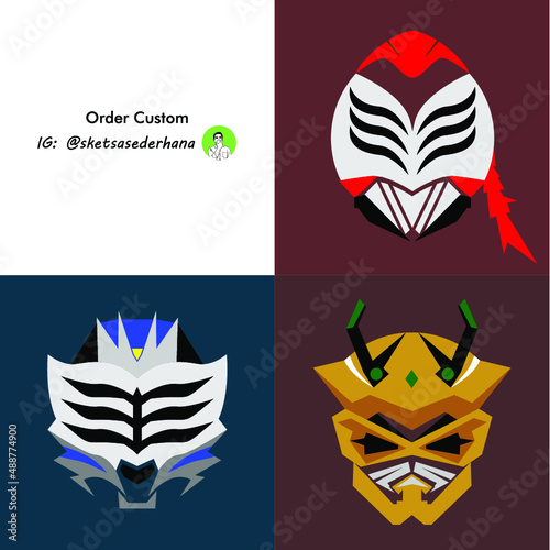 vector kamen rider head icon with a simple, minimalist but still cool and unique style