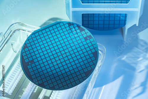 Obraz na plátně Silicon Wafers in plastic holder box