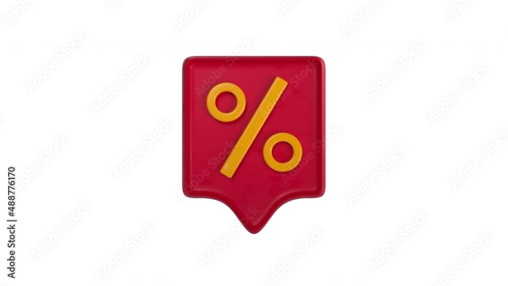 Sale icon flies and rotates, 3d loop animation with alpha matte. Sale icon flies and rotates, 3d loop animation with alpha matte.