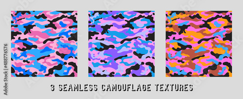 Trendy pink camouflage military pattern. Vector camouflage pattern for clothing design.