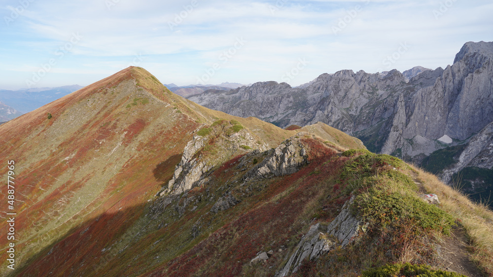Mountain peaks during autumn season in the Prokletije National Park near the Grebaje Valley of Montenegro Mountain peaks during autumn season in the Prokletije National Park near the Grebaje Valley of Montenegro