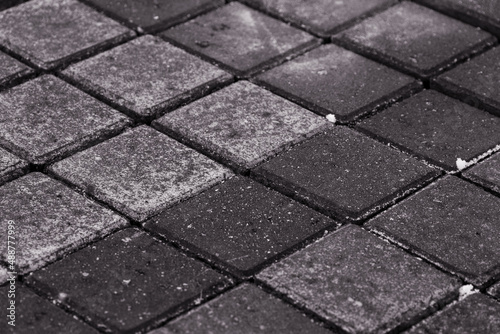 Black and white photography. Paving stones close-up.