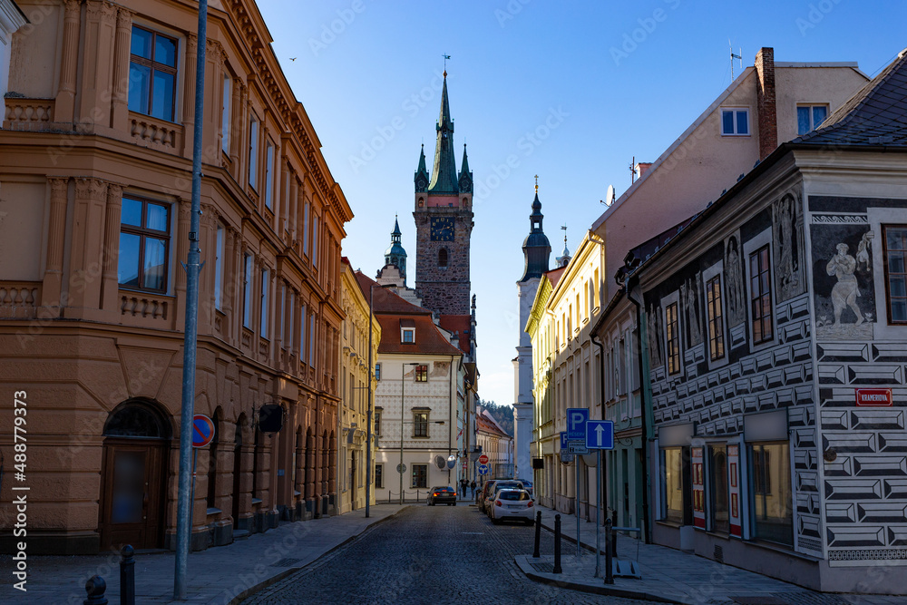 Street in downtown of Klatovy, Czechia