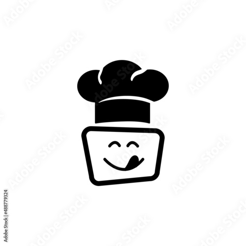 Drawing of a chef's hat with a smiley frame. EPS-10. Vector illustration for graphic design, Web, UI, mobile upp.