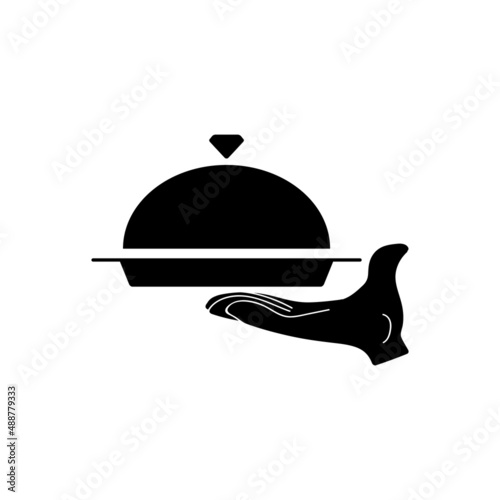 Serving food icon. The waiter serves. EPS-10. Vector illustration for graphic design, Web, UI, mobile upp.