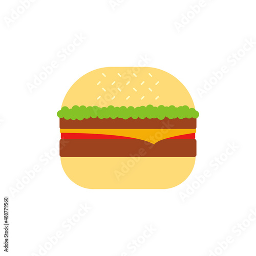 Delicious hamburger flat design burger vector illustration design illustration. Fast food products in flat style on white background. Vector illustration.