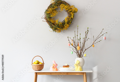 Basket with lemons, bun and...