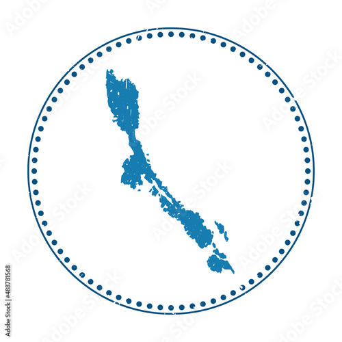 Losinj sticker. Travel rubber stamp with map of island, vector illustration. Can be used as insignia, logotype, label, sticker or badge of Losinj.