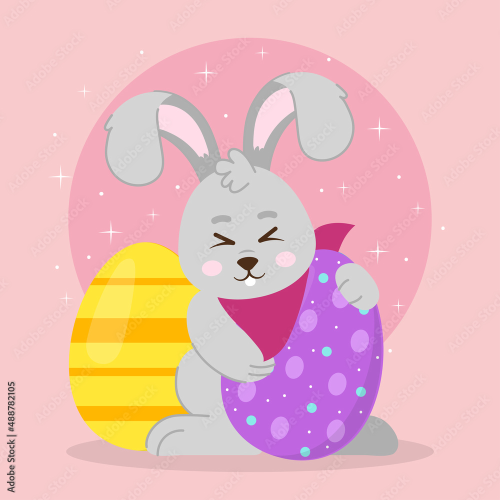 rabbit embracing an easter egg rabbit embracing an easter egg