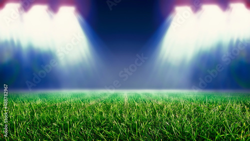 Perspective of football field. Football stadium with white lines marking the pitch. Perspective elements.Ragby football field with white lines marking the pitch. 3d illustration.