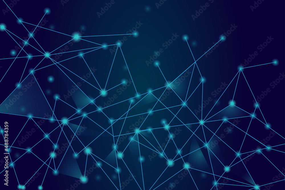Network abstract connection isolated on blue background. Network technology background with dots and lines. Ai background. Modern abstract concept. Ai background vector, network technology	