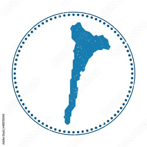 Ko Samet sticker. Travel rubber stamp with map of island, vector illustration. Can be used as insignia, logotype, label, sticker or badge of Ko Samet.
