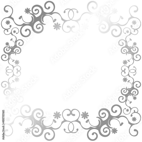 高級感のあるオーナメントのフレーム　正方形　シルバーフラワー