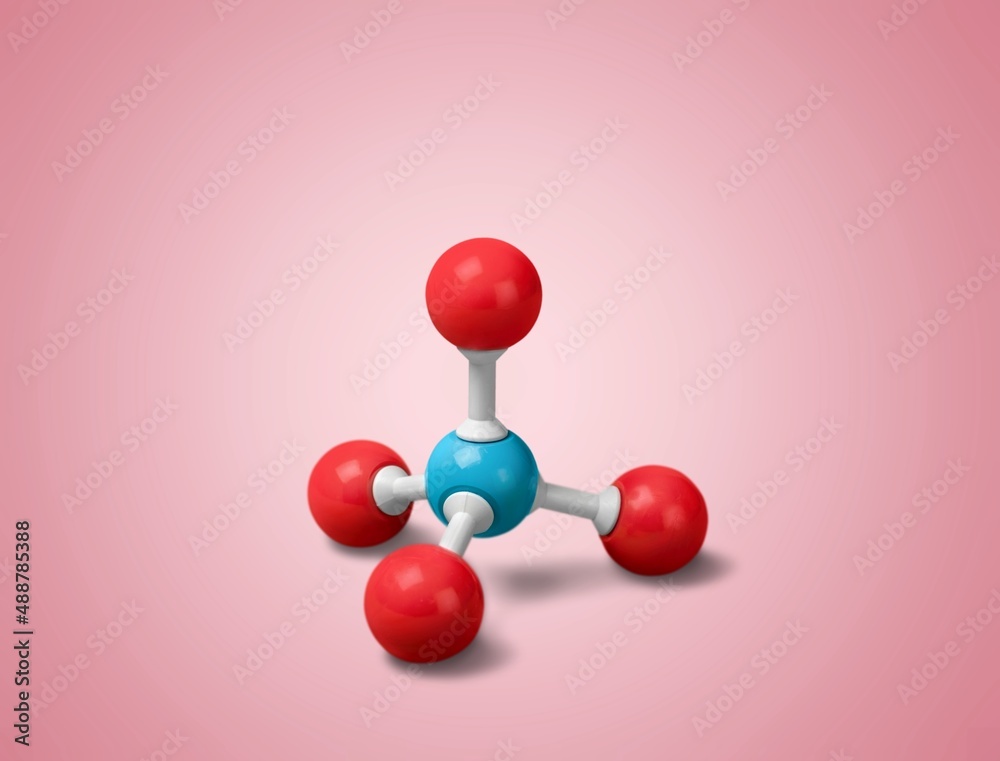 Photo of a molecular atom model on a desk - obrazy, fototapety, plakaty 