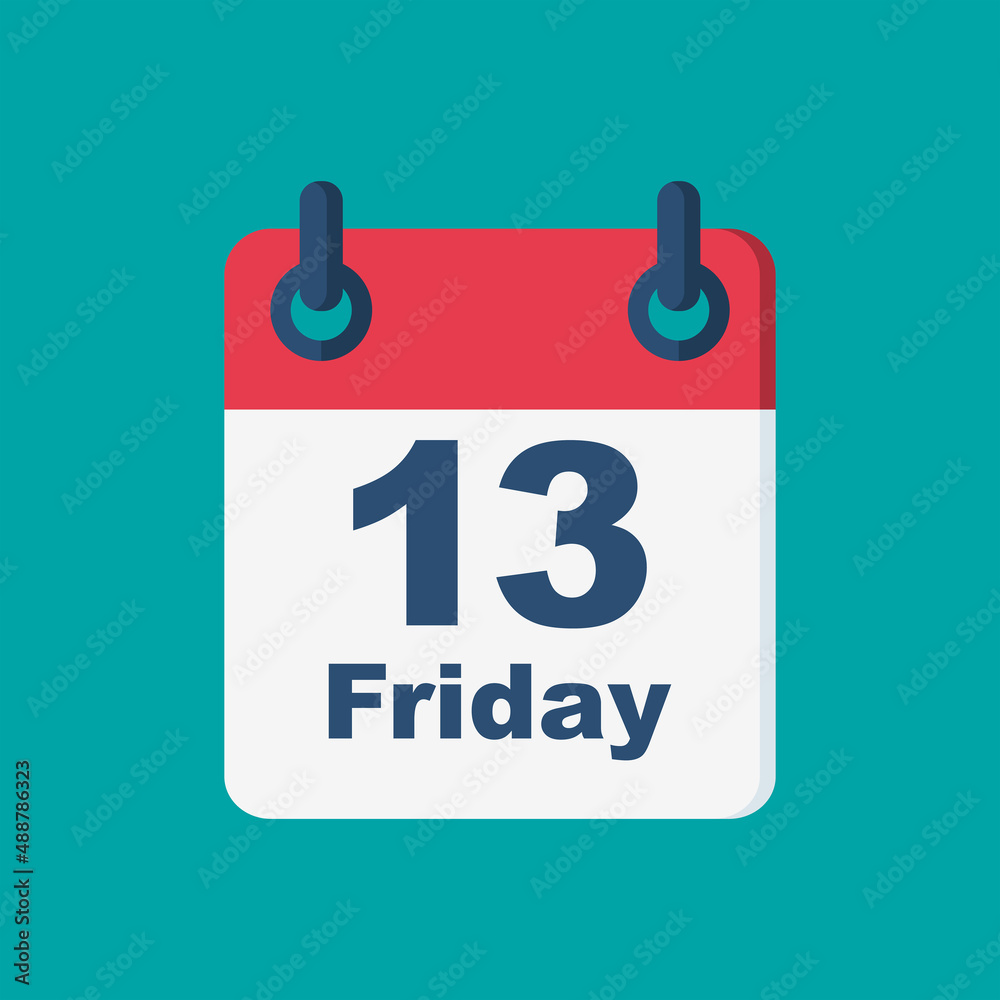 Friday the 13th calendar. Vector illustration flat design. Isolated on white background. Superstition and prejudice. Mystical mysterious number. Friday the 13th calendar. Vector illustration flat design. Isolated on white background. Superstition and prejudice. Mystical mysterious number.
