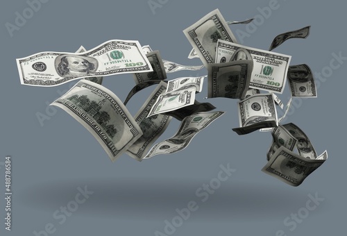 Inflation, hyperinflation, dollar stagflation. Dollar bill sprayed on a background. photo