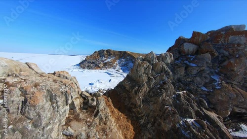 Flying on an FPV drone over the Shamanka Rock