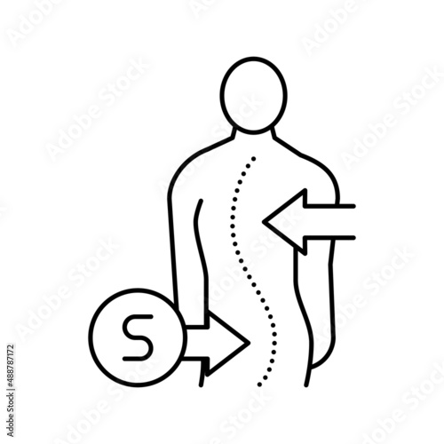 s-shaped scoliosis line icon vector illustration photo