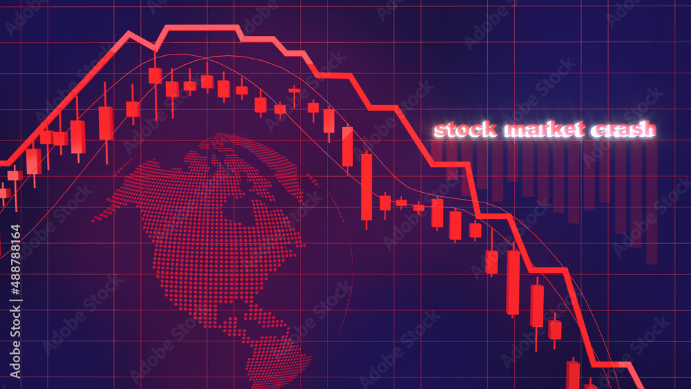 Bear market stock chart on blue background,stock market crash,business finance and investment,3d rendering Bear market stock chart on blue background,stock market crash,business finance and investment,3d rendering