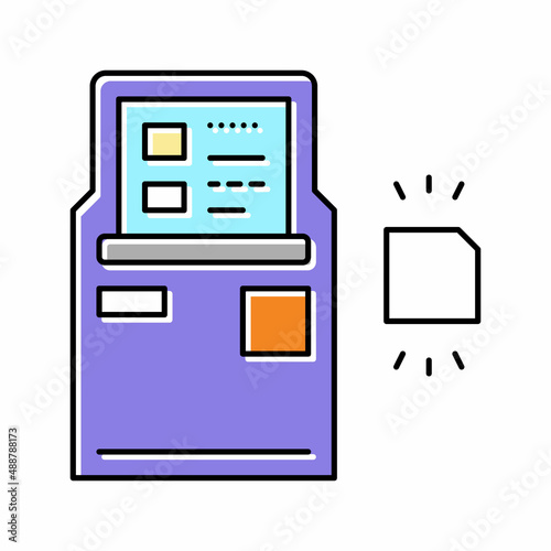 atm with rfid technology color icon vector illustration