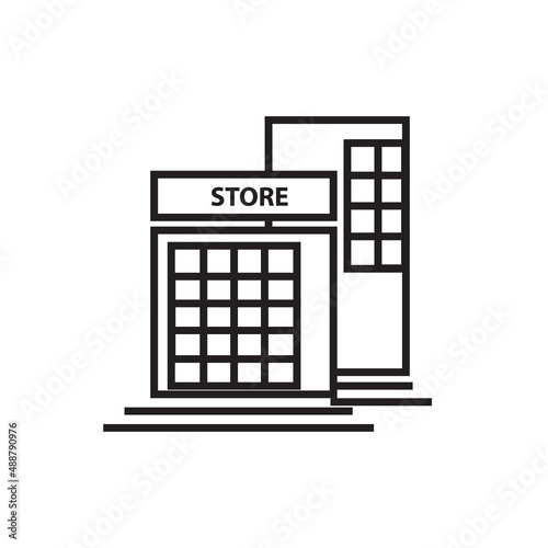 mall icon  shop  black line art  vector illustration