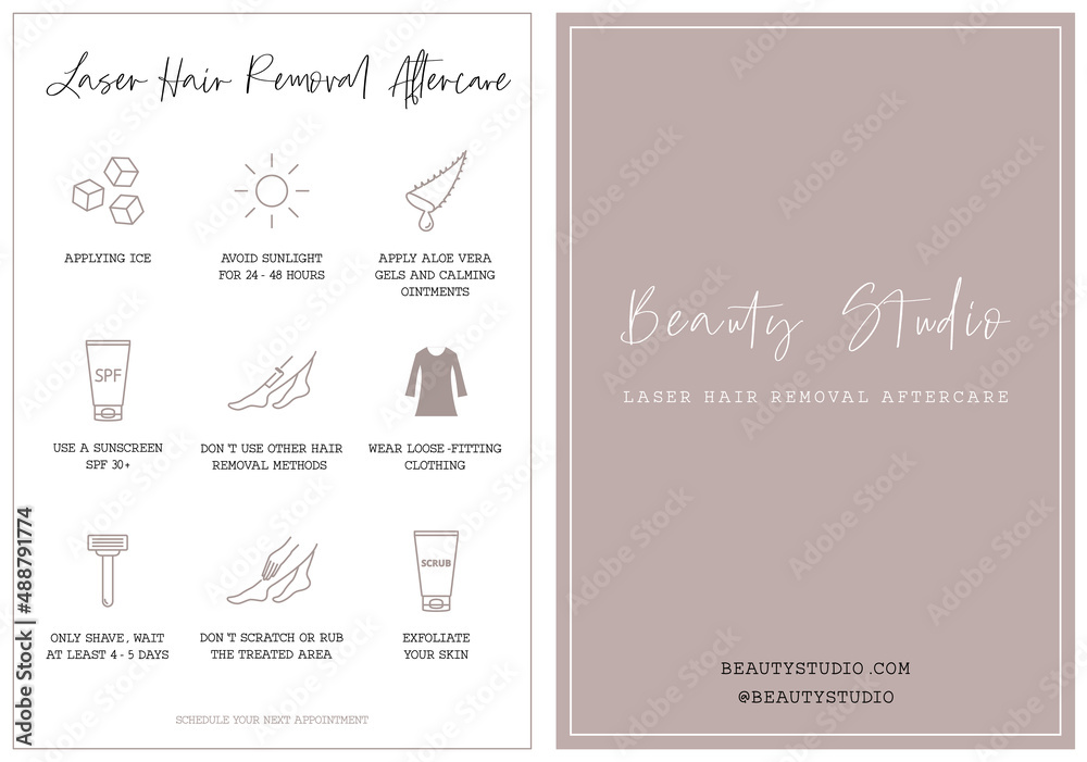 Laser hair removal aftercare card Stock Vector Adobe Stock