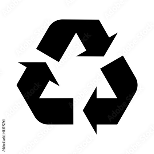 Recycling sign on a white background. Black arrows move in a circle. Environment protection. 