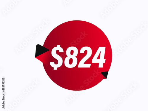 $824 USD sticker vector illustration