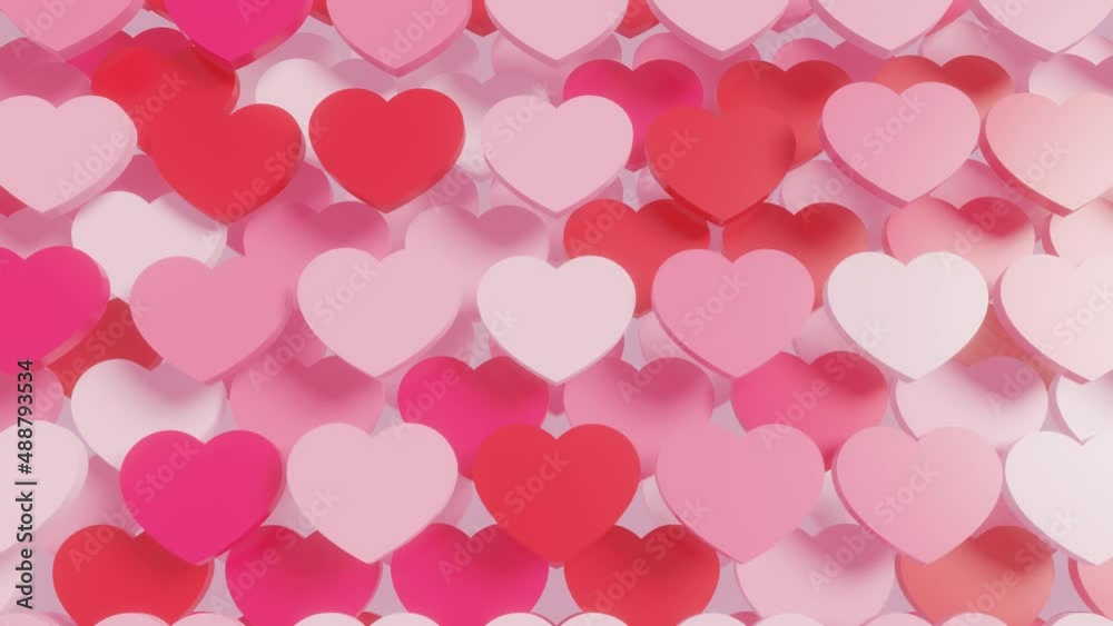 Heart shapes on a white background. 3d render seamless loop animated background. Valentines day romantic background holiday concept Heart shapes on a white background. 3d render seamless loop animated background. Valentines day romantic background holiday concept