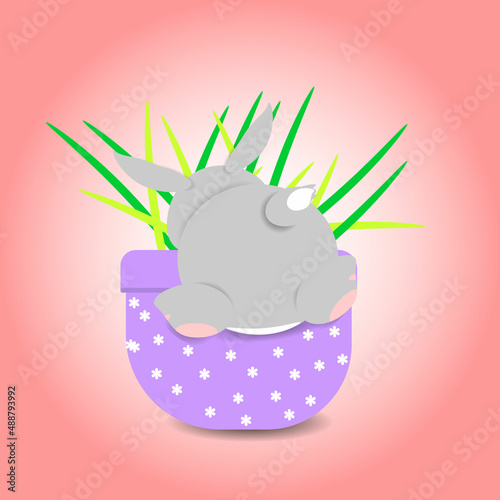 Rabbit in a flower pot