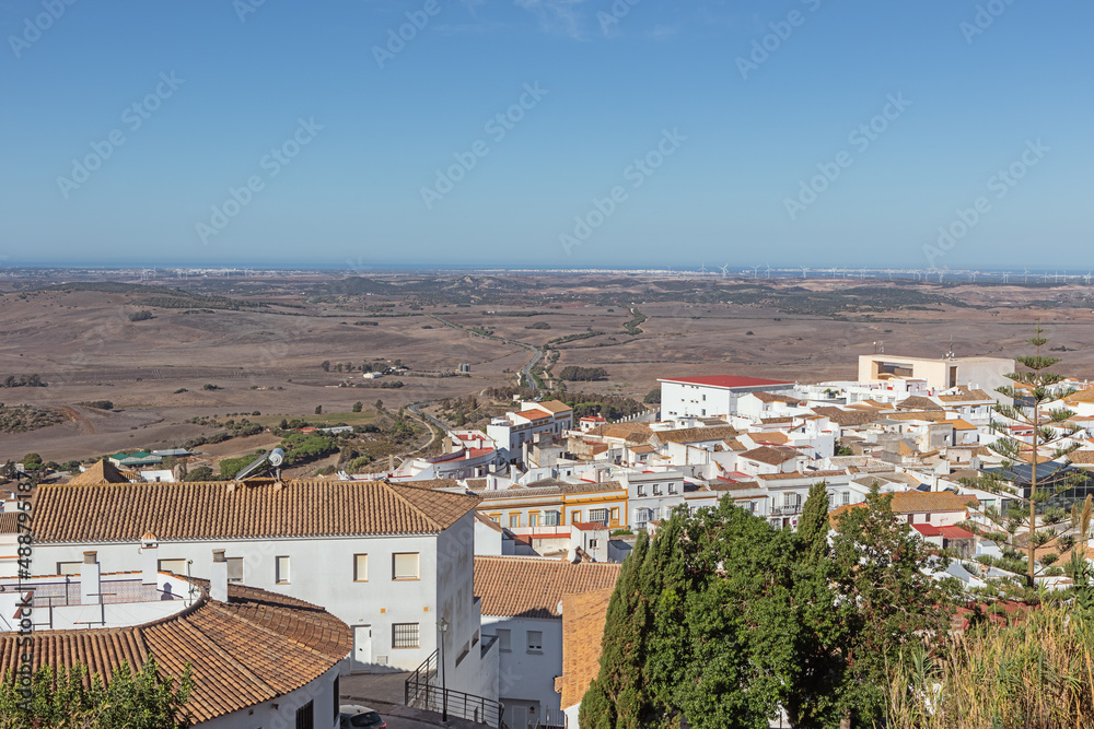 Medina Sidonia and its surroundings with Cadiz and the Atlantic Ocean