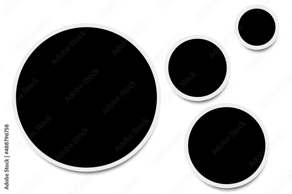 4 Circle photo frames in black and white colors, clean circular borders and elegant layout. Used as a collage template to place pictures or photographs, simulating old and classic photos look. 4 Circle photo frames in black and white colors, clean circular borders and elegant layout. Used as a collage template to place pictures or photographs, simulating old and classic photos look.