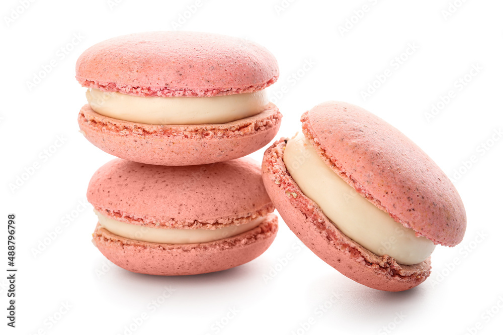 Pink macaroons isolated on white background Pink macaroons isolated on white background