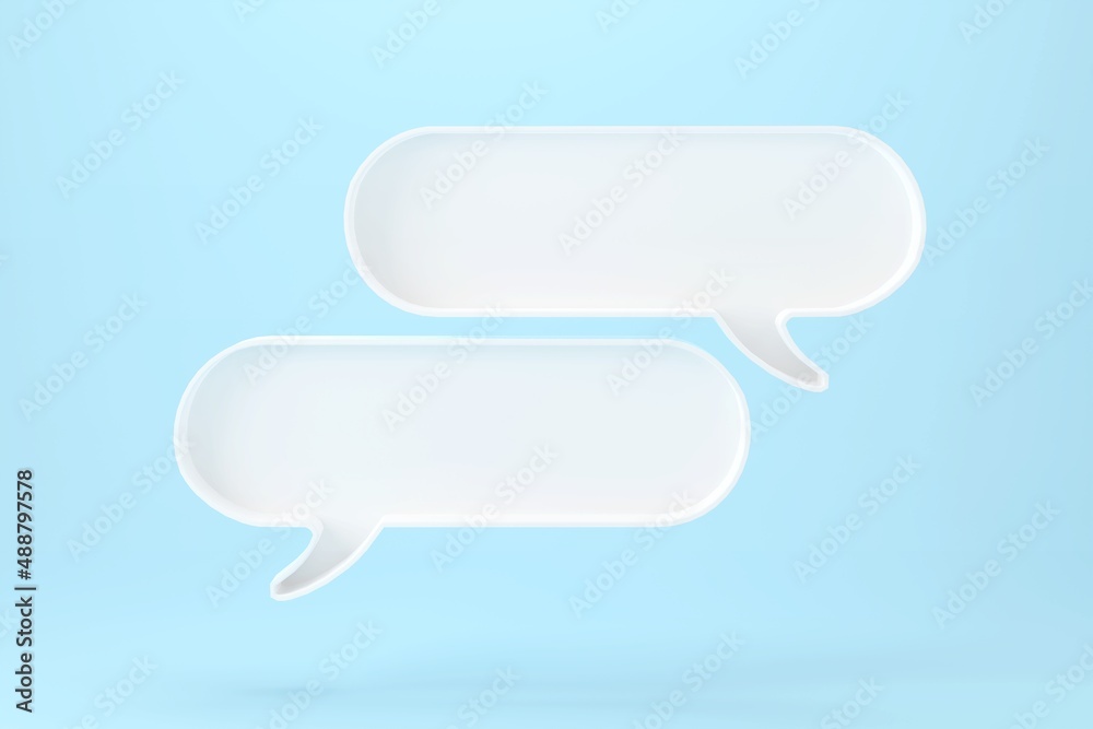 Two blank white speech bubble pin isolated on white background ,3D rendering Two blank white speech bubble pin isolated on white background ,3D rendering