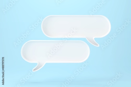 Two blank white speech bubble pin isolated on white background ,3D rendering photo