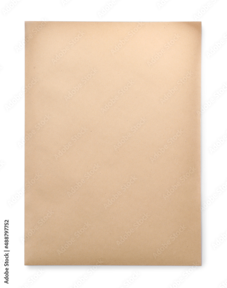 One blank kraft paper envelope isolated on white One blank kraft paper envelope isolated on white