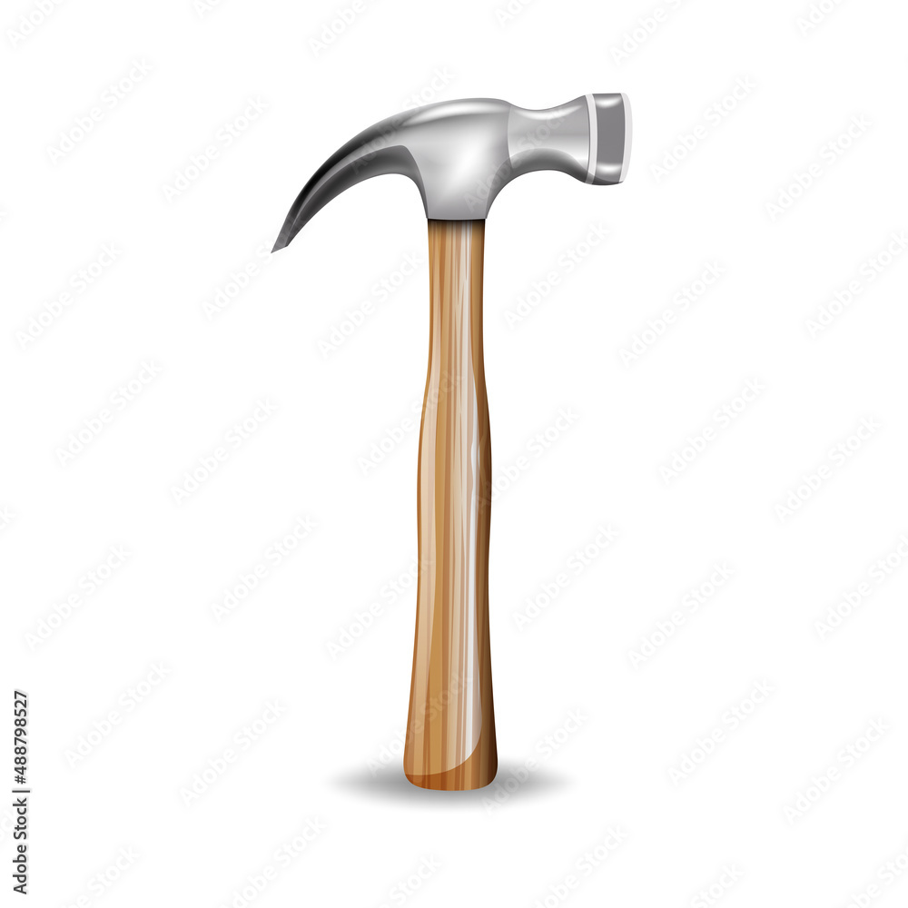 Realistic hammer vector illustration on white background. Realistic hammer vector illustration on white background.