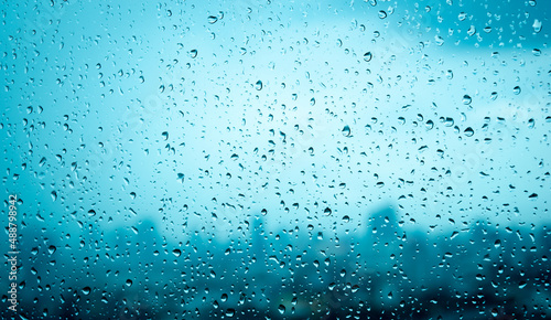 Water drops on glass, rain drop background texture