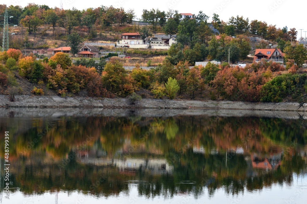 the lake and the reflection in it in the fall the lake and the reflection in it in the fall