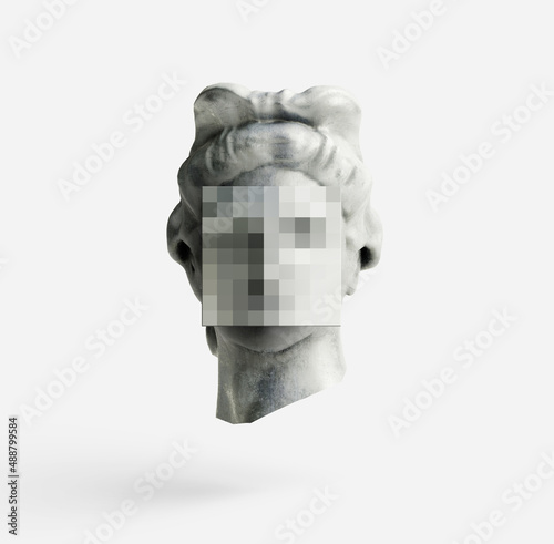Apollo statue vapor wave background cyber punk retro concept. 3d illustration photo