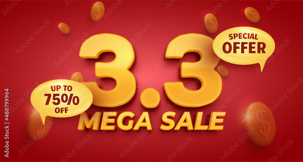Fototapeta premium 3.3 Mega sale special offer banner template