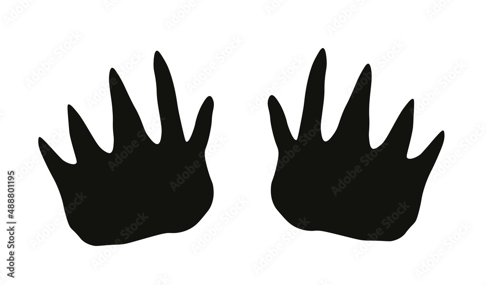 Turtle paw footprint. Tortoise step trace Turtle paw footprint. Tortoise step trace
