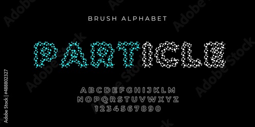white particle text effect and alphabet font vector
