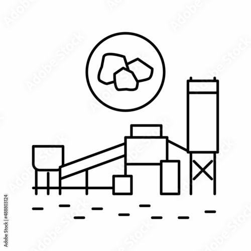 coal processing plant line icon vector illustration