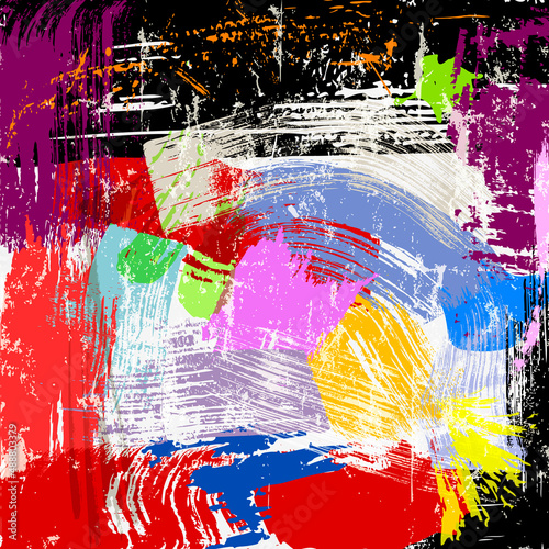 abstract colorful background composition, with lines, stripes, paint strokes and splashes