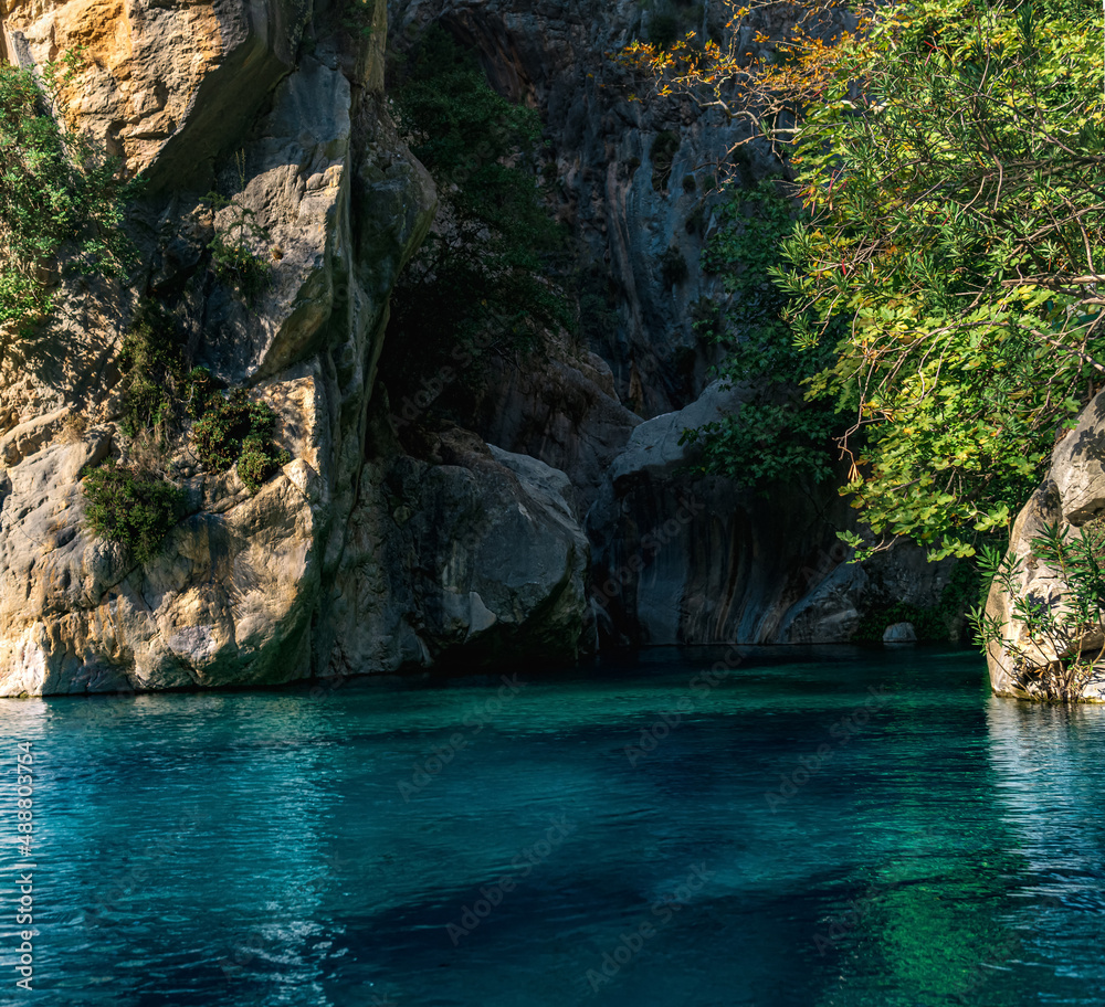 rocky canyon with blue water in Goynuk, Turkey rocky canyon with blue water in Goynuk, Turkey