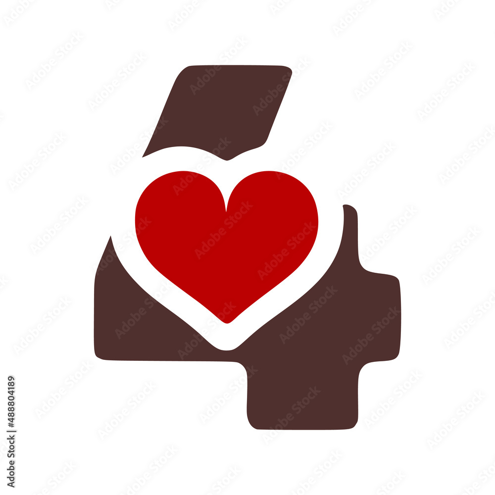 Number 4 with heart symbol doodle icon on white background Number 4 with heart symbol doodle icon on white background