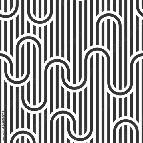 Vector seamless texture. Modern geometric background with interlacing stripes.
